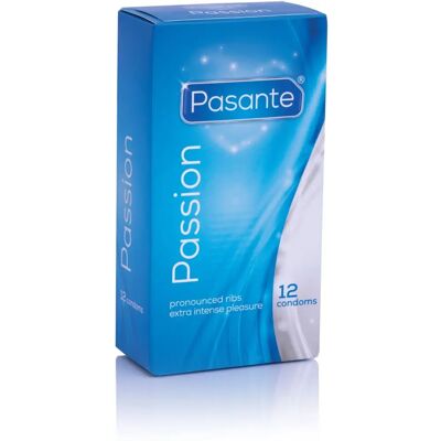 Pasante Brand Ribbed Passion Condoms - 12 Pack Pasante Brand Ribbed Passion Condoms - 12 Pack