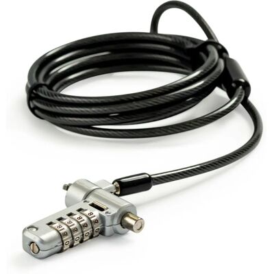 Techair TALUC07 Cable Lock - Black, Silver - 2 m Security Techair TALUC07 Cable Lock - Black, Silver - 2 m Security