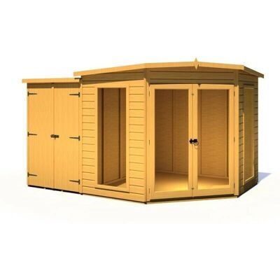 Shire Barclay 8x12 Corner Summerhouse with Side Shed - Summerhouse Shire Barclay 8x12 Corner Summerhouse with Side Shed - Summerhouse