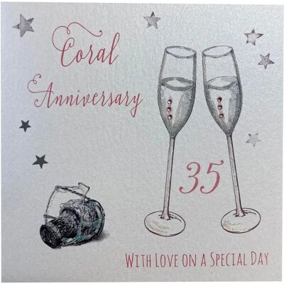 White Cotton Cards WA35 - Handgjord bröllops champagneglas kort White Cotton Cards WA35 - Handgjord bröllops champagneglas kort