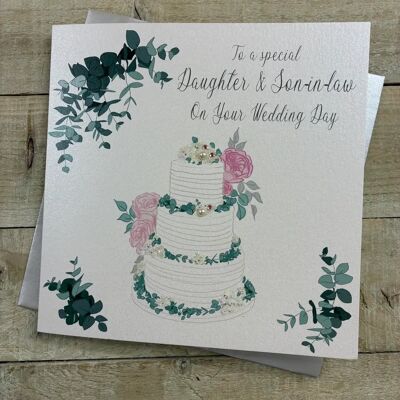 Witte Cotton Cards handgemaakte huwelijkswenskaart - 22cm x 22cm Witte Cotton Cards handgemaakte huwelijkswenskaart - 22cm x 22cm