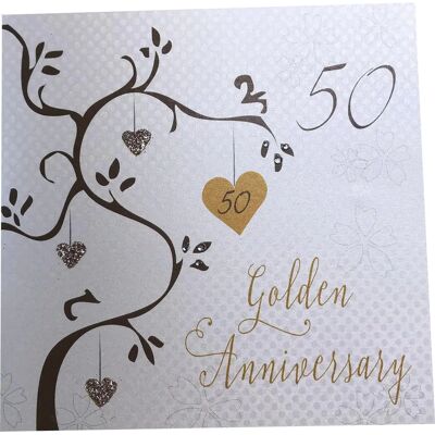 White Cotton Cards - 50th Anniversary Card - Blanc - Card White Cotton Cards - 50th Anniversary Card - Blanc - Card