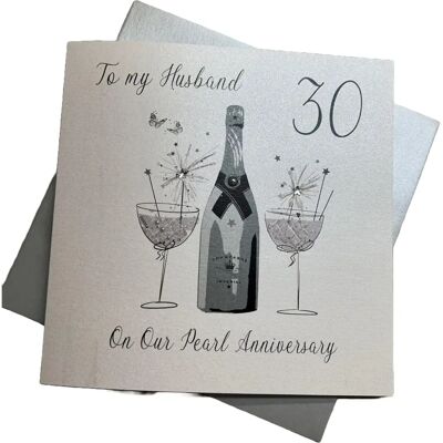 Carte Anniversaire de Mariage en Perles White Cotton Cards - Carte de Vœux Carte Anniversaire de Mariage en Perles White Cotton Cards - Carte de Vœux