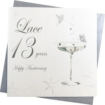 White Cotton Cards Carte de vœux faite main pour 13e anniversaire White Cotton Cards Carte de vœux faite main pour 13e anniversaire