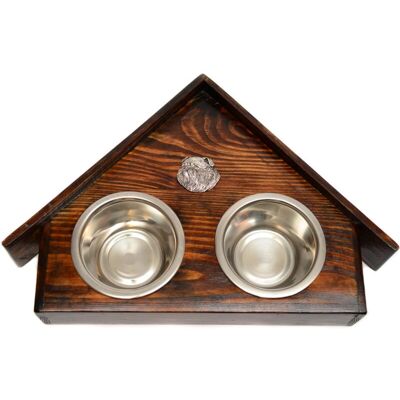 Grifón de Bruselas - Wooden bowl stand - House-shaped - Dog bowl stand Grifón de Bruselas - Wooden bowl stand - House-shaped - Dog bowl stand
