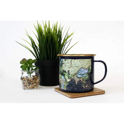 Gift Republic Dark Blue Vintage World Map Enamel Mug - Mug Gift Republic Dark Blue Vintage World Map Enamel Mug - Mug