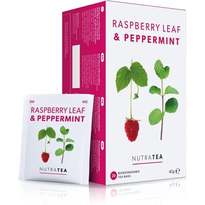 Nutra Tea - Sachets de thé à la feuille de framboise et à la menthe - 20 sachets - Publicité Nutra Tea - Sachets de thé à la feuille de framboise et à la menthe - 20 sachets - Publicité
