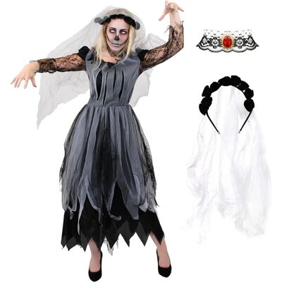 Generic - Corpse Bride - Black Grey Dress - Veil - Costume Generic - Corpse Bride - Black Grey Dress - Veil - Costume