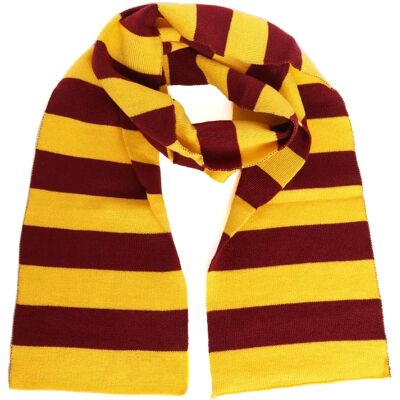 I Love Fancy Dress Maroon and Gold Striped Wizard Scarf - 165cm I Love Fancy Dress Maroon and Gold Striped Wizard Scarf - 165cm