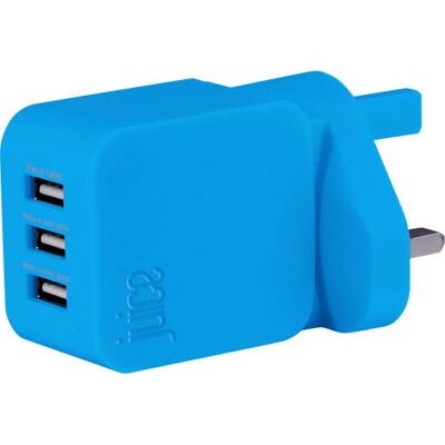 Juice Triple USB Mains Charger - Blue - Charger Juice Triple USB Mains Charger - Blue - Charger