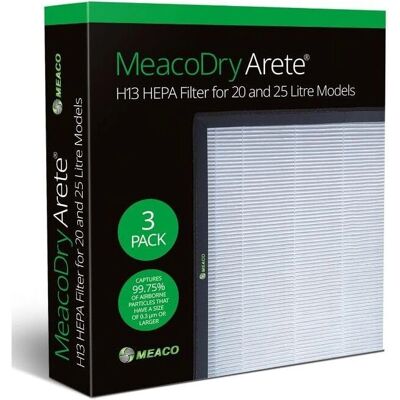 Meaco Arete 20L/25L HEPA-filtre, Pakke med 3 Meaco Arete 20L/25L HEPA-filtre, Pakke med 3