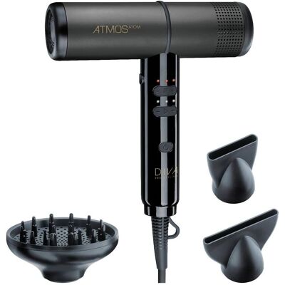 Asciugacapelli Atmos Atom di Diva Styling - Ultra Compatto, Potente, Silenzioso Asciugacapelli Atmos Atom di Diva Styling - Ultra Compatto, Potente, Silenzioso