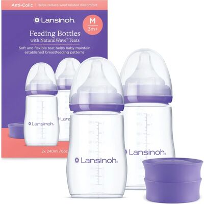 Lansinoh NaturalWave Babyflaske - Medium 2x240 ml Lansinoh NaturalWave Babyflaske - Medium 2x240 ml