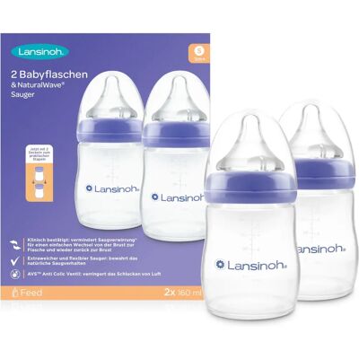 Biberon Lansinoh 160ml - Natural Wave, 2 pezzi Biberon Lansinoh 160ml - Natural Wave, 2 pezzi