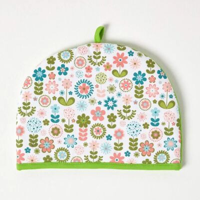 Homescapes Tea Cosy Green Double Design Retro Flower - Tea Cosy Homescapes Tea Cosy Green Double Design Retro Flower - Tea Cosy