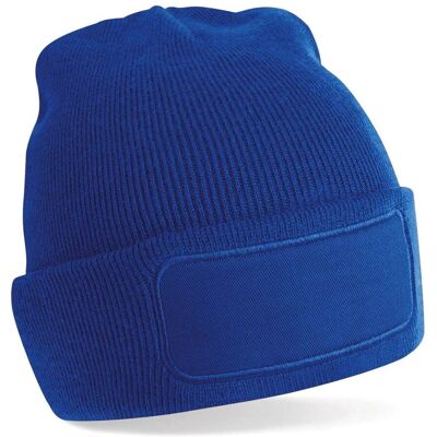 Beechfield Original Patch Beanie - Bright Royal - Unisex - Blød Berøring - One Size Beechfield Original Patch Beanie - Bright Royal - Unisex - Blød Berøring - One Size