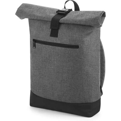 Bag Base Grau Marl/Schwarz Roll-Top Rucksack - Reisetasche Bag Base Grau Marl/Schwarz Roll-Top Rucksack - Reisetasche