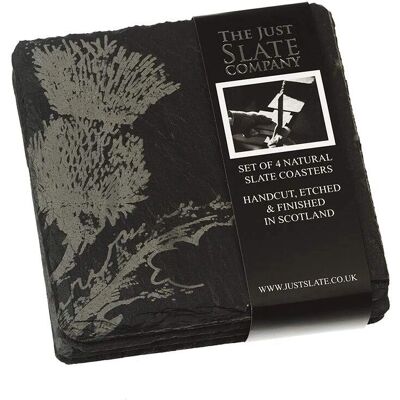 Selbrae House 4 Slate Coasters - Thistle dark grey - Coasters - Selbrae House Selbrae House 4 Slate Coasters - Thistle dark grey - Coasters - Selbrae House