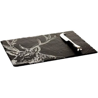 Just Slate Company Stag Slate Cheese Board & Knife - Cheese Board & Knife Set Just Slate Company Stag Slate Cheese Board & Knife - Cheese Board & Knife Set