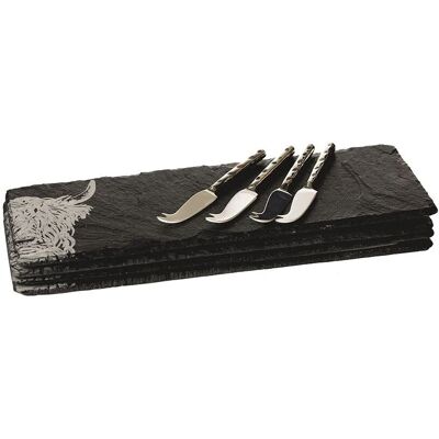 Selbrae House Highland Cow Mini Slate Cheese Board & Knife Set Selbrae House Highland Cow Mini Slate Cheese Board & Knife Set