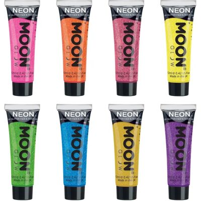 Moon Glow Gel Glitter UV pour Visage et Corps - Néon - Ensemble de 8 - Publicité Moon Glow Gel Glitter UV pour Visage et Corps - Néon - Ensemble de 8 - Publicité