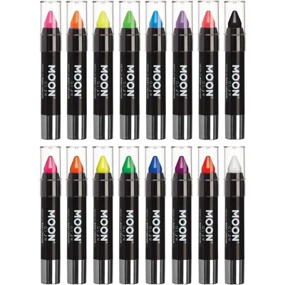 Moon Glow - Pastels UV Néon pour le corps - Ensemble de 16 couleurs - Crayons pour le corps - Publicité Moon Glow - Pastels UV Néon pour le corps - Ensemble de 16 couleurs - Crayons pour le corps - Publicité