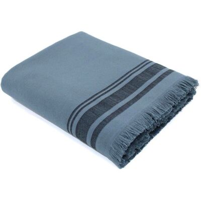 Serviette Faro de Febronie - Bleu - 100x180cm - Coton - Absorbant - Fait main - Publicité Serviette Faro de Febronie - Bleu - 100x180cm - Coton - Absorbant - Fait main - Publicité