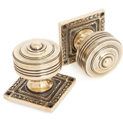 From The Anvil - 83860 Tewkesbury Square - Aged Brass - 54mm - Mortice Knob Set From The Anvil - 83860 Tewkesbury Square - Aged Brass - 54mm - Mortice Knob Set