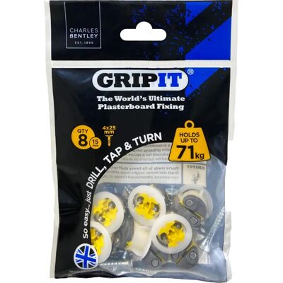 Fixations en Placo Jaune Gripit - Haute Résistance - 15mm - Pack de 8 - Publicité Fixations en Placo Jaune Gripit - Haute Résistance - 15mm - Pack de 8 - Publicité