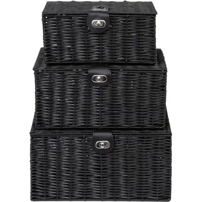 Arpan - Resin Woven Storage Basket Box - Black - Lid - Storage Basket Set Arpan - Resin Woven Storage Basket Box - Black - Lid - Storage Basket Set