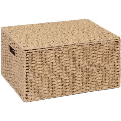 Arpan - Natural Paper Rope Storage Basket With Lid - XL - Publicité Arpan - Natural Paper Rope Storage Basket With Lid - XL - Publicité