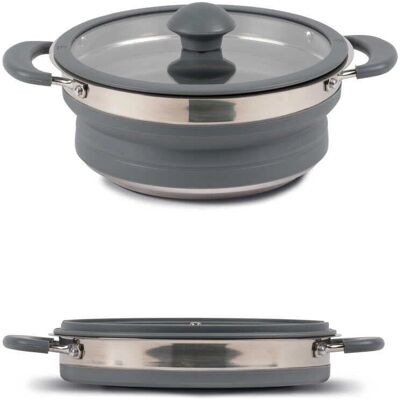 Pentola Pieghevole Kampa 1,5L - Grigia - Risparmio di spazio, Lavabile in lavastoviglie, Coperchio in vetro Pentola Pieghevole Kampa 1,5L - Grigia - Risparmio di spazio, Lavabile in lavastoviglie, Coperchio in vetro