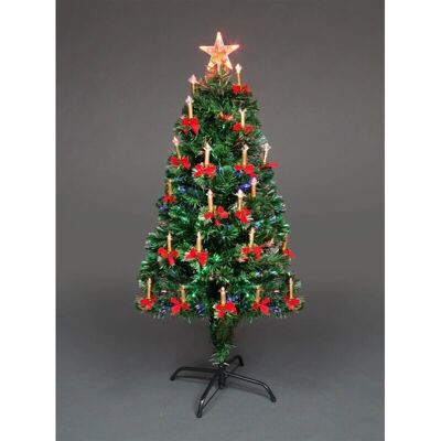SHATCHI - 5ft Candle & Bow Ornaments Fibre Optic Tree SHATCHI - 5ft Candle & Bow Ornaments Fibre Optic Tree
