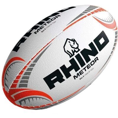 Rhino Size 5 White/Orange Rugby Ball - Match-Quality Rhino Size 5 White/Orange Rugby Ball - Match-Quality