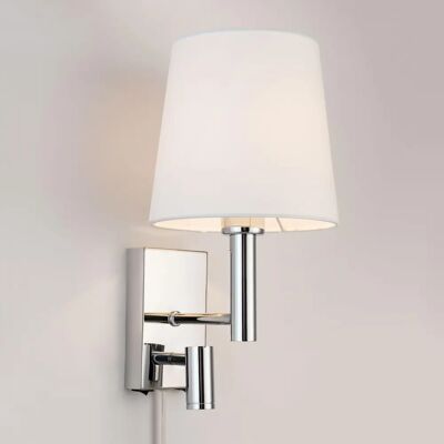 Harper Living Silver Plug-In Wall Light with Switches - Wall Light Harper Living Silver Plug-In Wall Light with Switches - Wall Light