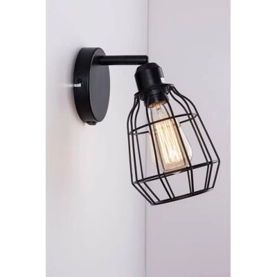 Harper Living - Caged Wall Light - Black - E27 - Wall Light Harper Living - Caged Wall Light - Black - E27 - Wall Light