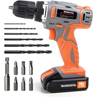 Terratek - 18V Cordless Drill Combo - Drill Driver Screwdriver Set Terratek - 18V Cordless Drill Combo - Drill Driver Screwdriver Set