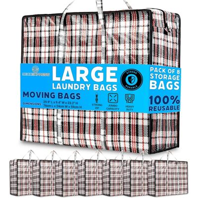 DECO EXPRESS Laundry Bags - XXL Storage Bags - Pack of 8 DECO EXPRESS Laundry Bags - XXL Storage Bags - Pack of 8