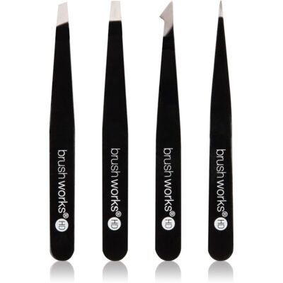 Brushworks Black Complete Tweezers Set - Eyebrows Grooming Tools Brushworks Black Complete Tweezers Set - Eyebrows Grooming Tools