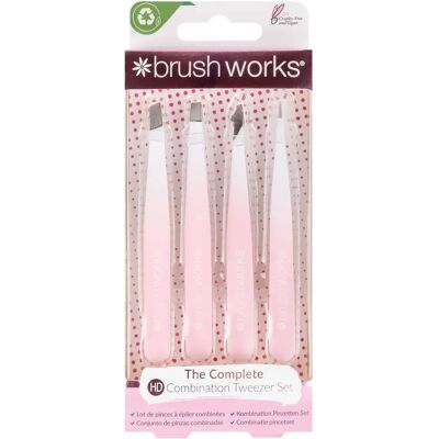 Brushworks Komplett Augenbrauenpinzetten-Set - Weiß & Pink Brushworks Komplett Augenbrauenpinzetten-Set - Weiß & Pink