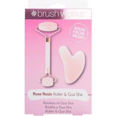 Brushworks Rose Resin Roller & Gua Sha Set - Hautpflege-Tools Brushworks Rose Resin Roller & Gua Sha Set - Hautpflege-Tools