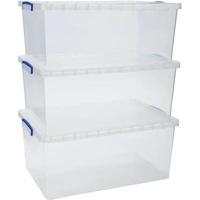 Really Useful Produkte 62-Liter-Box - Klarsichtig, Pack von 3 Really Useful Produkte 62-Liter-Box - Klarsichtig, Pack von 3