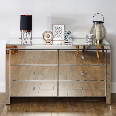 Birlea Seville 6 Drawer Mirrored Chest - Bedroom Furniture Birlea Seville 6 Drawer Mirrored Chest - Bedroom Furniture