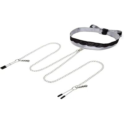 Fifty Shades of Grey Play Nice Collier en Satin et Dentelle et Pinces à Tétons - Noir Fifty Shades of Grey Play Nice Collier en Satin et Dentelle et Pinces à Tétons - Noir
