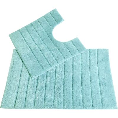 Allure Bath Fashions Duckegg Linear Rib 2pc Cotton Bath & Pedestal Set - Bathroom Mat Set Allure Bath Fashions Duckegg Linear Rib 2pc Cotton Bath & Pedestal Set - Bathroom Mat Set