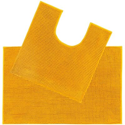 Allure Bath Fashions Mustard Chenille Bobble Non-slip Bath Mat & Pedestal Set Allure Bath Fashions Mustard Chenille Bobble Non-slip Bath Mat & Pedestal Set