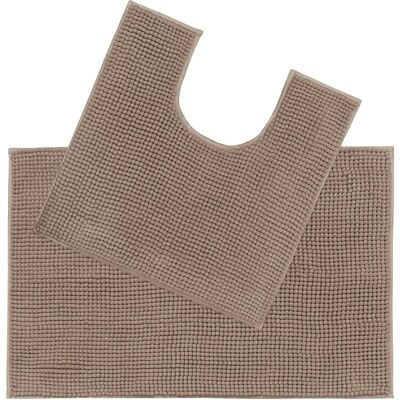 Allure Bath Fashions - Chenille Bobble Non Slip Bath Mat & Pedestal - Mocha - Bath Mat Set Allure Bath Fashions - Chenille Bobble Non Slip Bath Mat & Pedestal - Mocha - Bath Mat Set