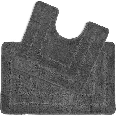 Allure Bath Fashions Dark Grey Microfibre Bath Set - Bath Mat & Pedestal Allure Bath Fashions Dark Grey Microfibre Bath Set - Bath Mat & Pedestal