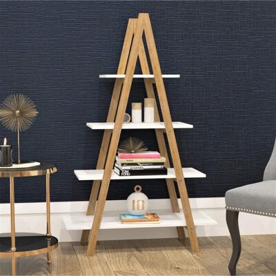Charles Jacobs White Bamboo Ladder 4 Tier Shelf Unit - Bookcase Charles Jacobs White Bamboo Ladder 4 Tier Shelf Unit - Bookcase