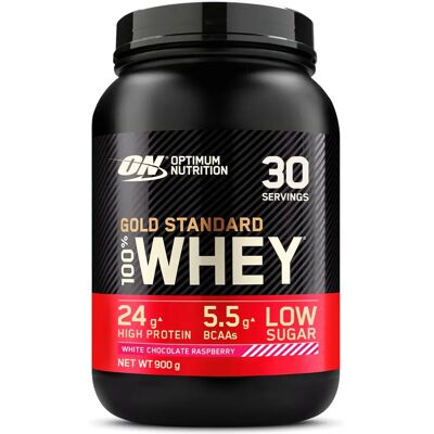 Optimum Nutrition 100% Whey Gold Standard (908g) - 908g Chocolat Blanc-Framboise - Publicité Optimum Nutrition 100% Whey Gold Standard (908g) - 908g Chocolat Blanc-Framboise - Publicité